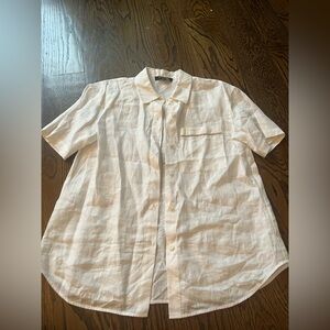 Lafayette 148 New York 100% Linen Lightweight Button Down Shirt